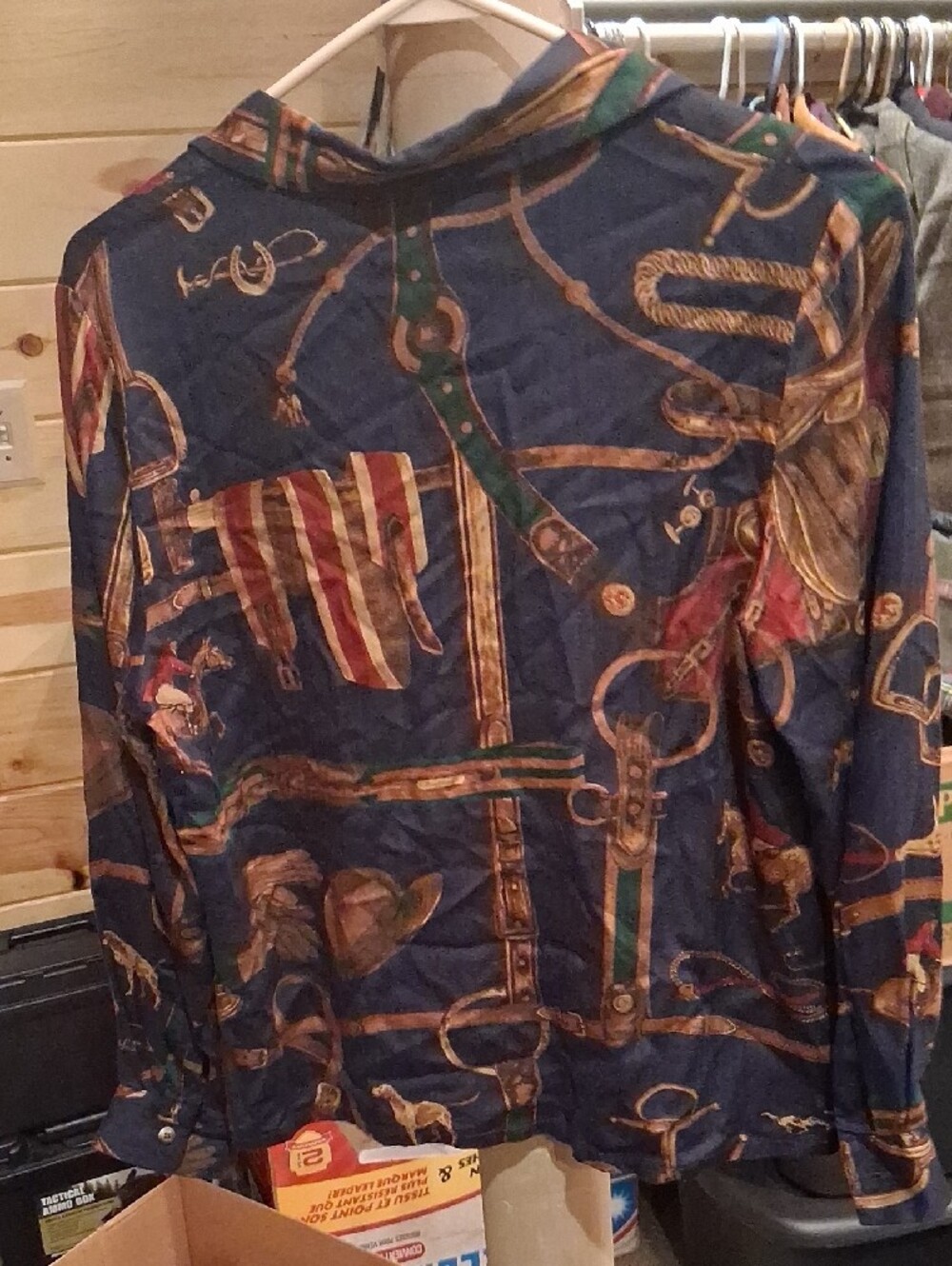 Pendleton Navy Button-Down Shirt with Brown & Green Equestrian Print - Picture 4 of 7